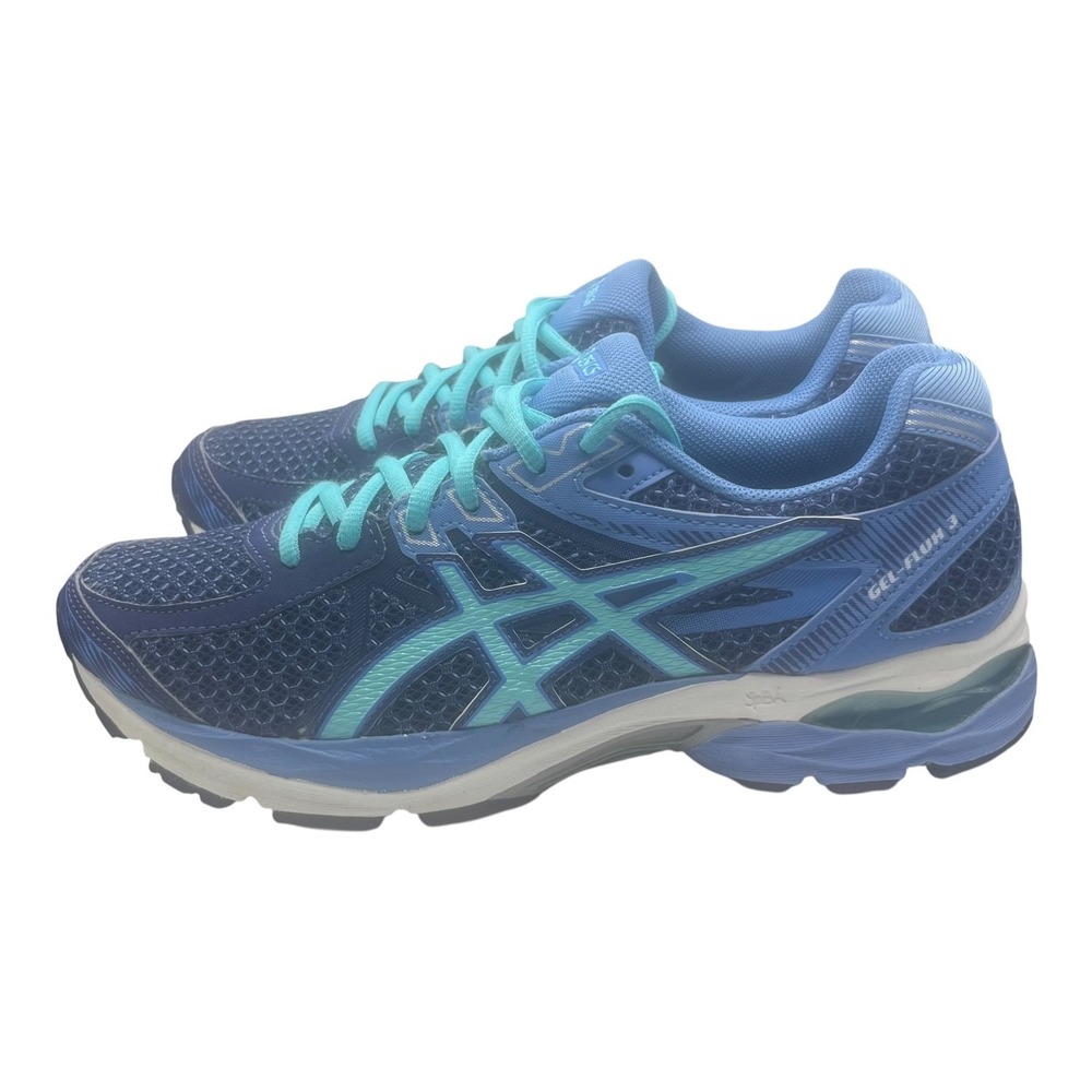 ASICS Womens Sz 8.5 Gel Flux 3 Running Shoes Navy/Baby Blue/ Turquoise-2307